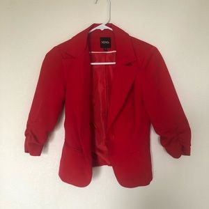 Red cropped 3/4 sleeve blazer